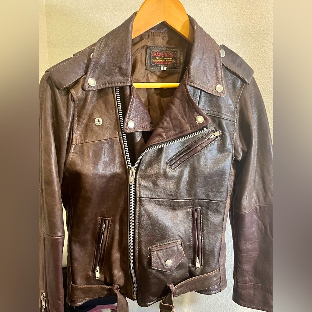 Brown Leather Moto Jacket